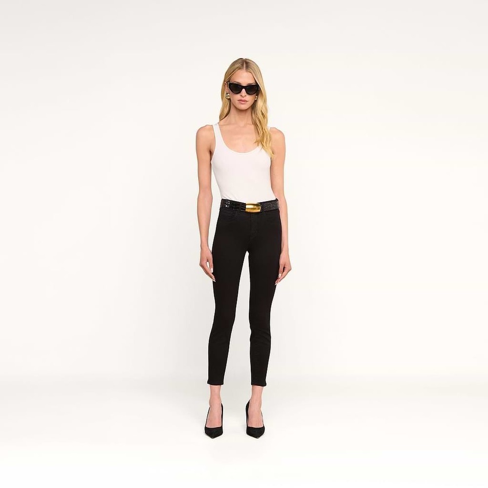 L'AGENCE Margot High Rise Skinny Jeans Noir Black Cropped 25 2294DNM
